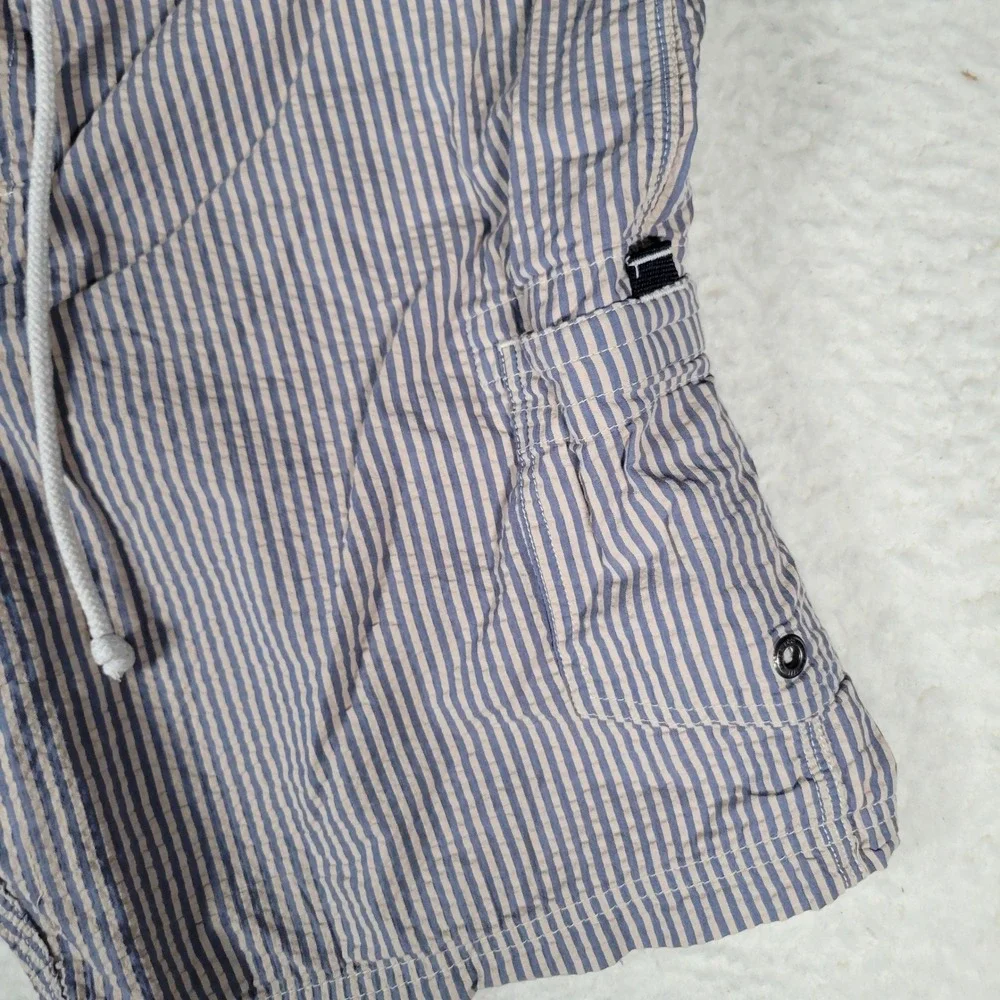 J.Crew Board Shorts Mens‎ Size 35 Blue Striped Seersucker Mesh Lined Swim Trunks